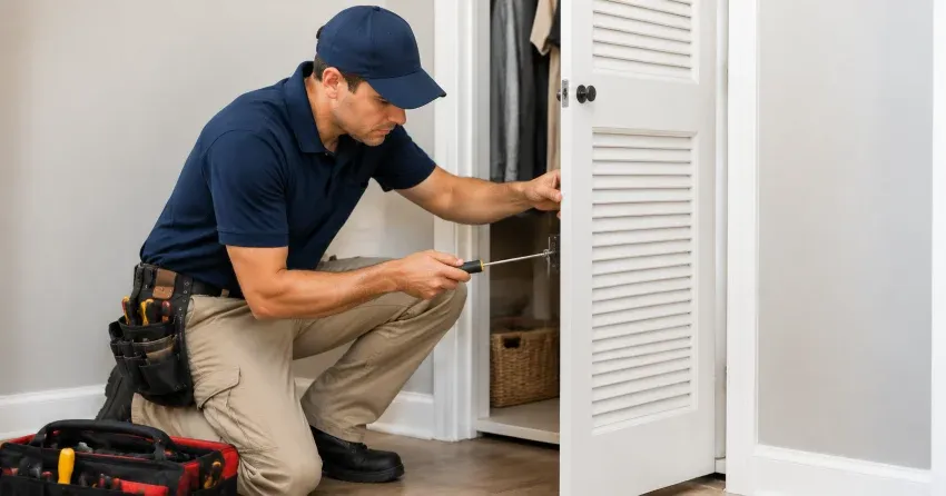 technician repairing doorbell button and wiring in Delaware
