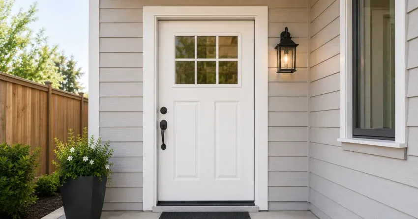 technician installing exterior door frame in Delaware